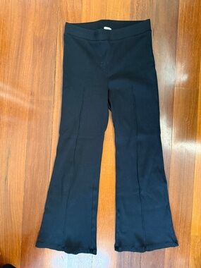Black Rib Kick Flare Pants